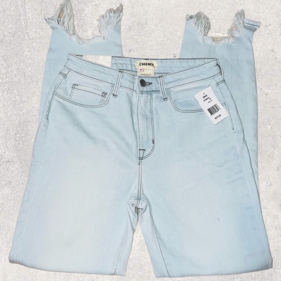 L'AGENCE High Line Destroyed Chewed Hem Crop Skinny Jeans 26 - Picture 1 of 6